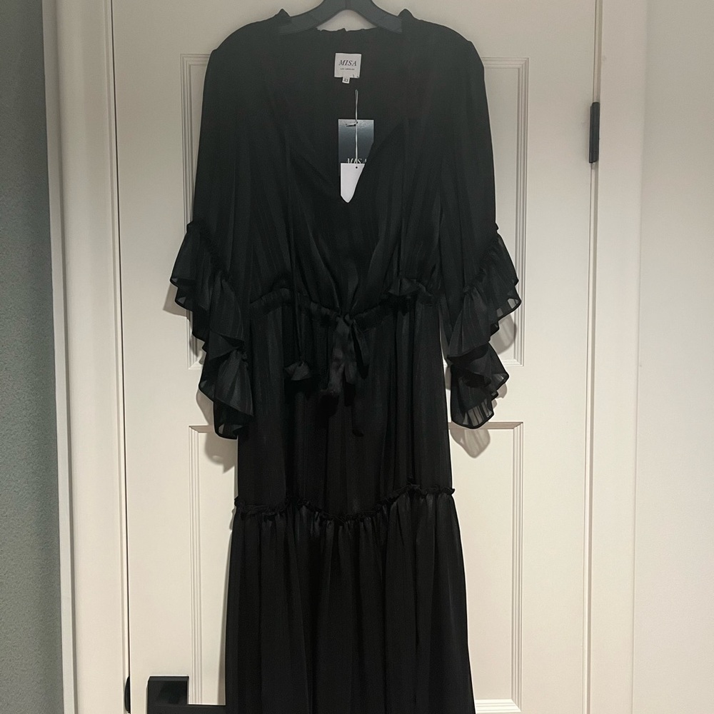 Misa Los Angeles black silk dress